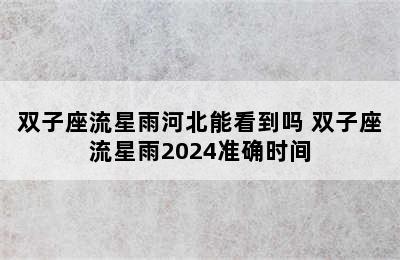 双子座流星雨河北能看到吗 双子座流星雨2024准确时间